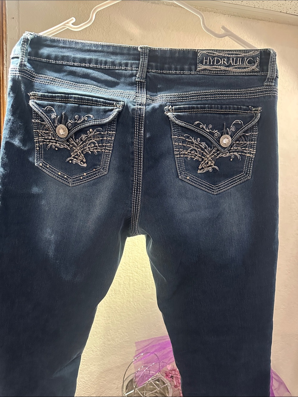 Hydraulic Women's Dark Blue Skinny Jeans with Embroidered Pocket Flap